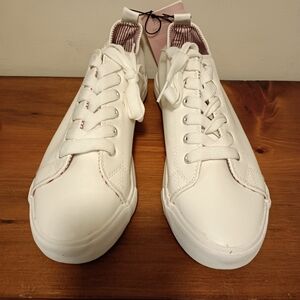 Twisted White Sneakers with Pink Accents
